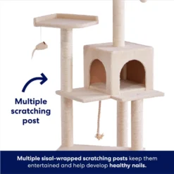 Frisco 57-in Faux Fur Cat Tree & Condo -PetPalace Picks 101805 PT2. AC SS1800 V1667229735