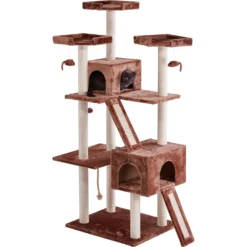 Frisco 72-in Large Base Faux Fur Cat Tree & Condo