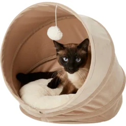 Frisco Foldable Canopy Cat Bed, Sandy Beige -PetPalace Picks 140164 PT4. AC SS1800 V1565383626