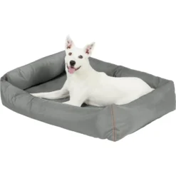 Frisco Rectangular Bolster Dog Bed W/Removable Cover, Dark Gray -PetPalace Picks 144865 PT4. AC SS1800 V1578443251