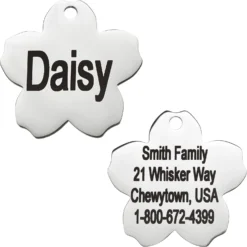 Frisco Stainless Steel Personalized Dog & Cat ID Tag, Flower