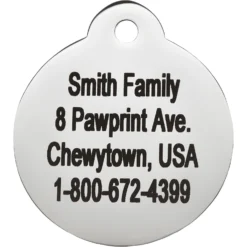 Frisco Personalized Dog & Cat Tag, Round -PetPalace Picks 153015 PT3. AC SS1800 V1548964844