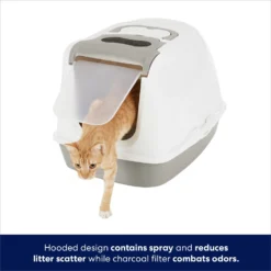 Frisco Flip Top Hooded Cat Litter Box, Gray, Large, 22-in -PetPalace Picks 155654 PT2. AC SS1800 V1675279640