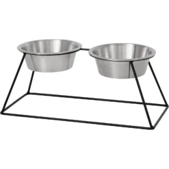 Frisco Pyramid Elevated Stainless Steel Double Diner Dog & Cat Bowl -PetPalace Picks 159884 PT2. AC SS1800 V1583424781