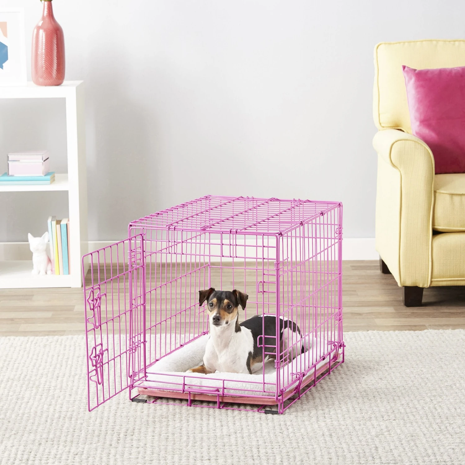 Frisco Fold & Carry Single Door Collapsible Wire Dog Crate, Pink 7 Frisco Fold & Carry Single Door Collapsible Wire Dog Crate, Pink - Image 7