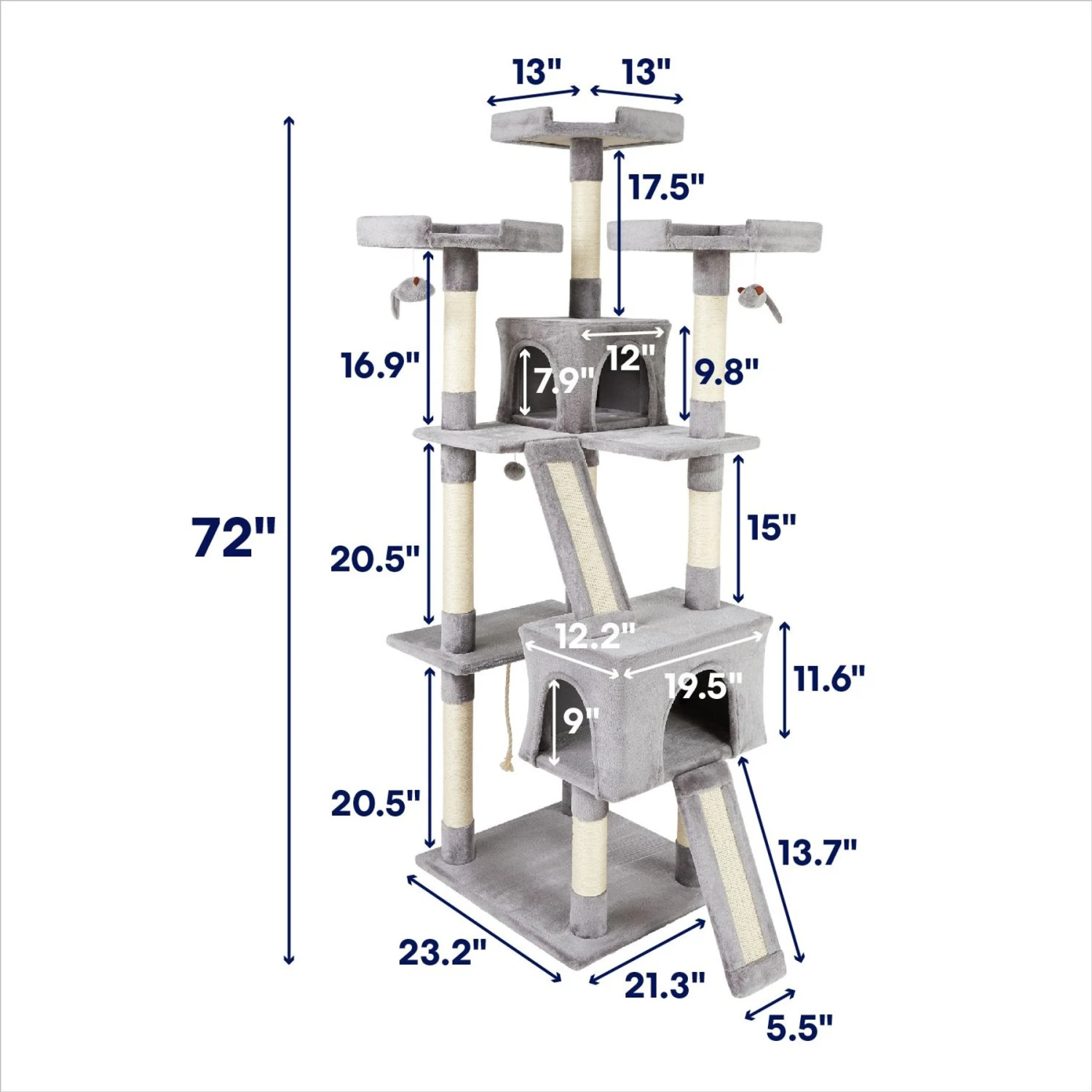 Frisco 72-in Faux Fur Cat Tree & Condo 2 Frisco 72-in Faux Fur Cat Tree & Condo - Image 2