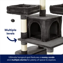 Frisco 68-in Faux Fur Cat Tree & Condo -PetPalace Picks 180384 PT2. AC SS1800 V1669908585