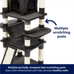 Frisco 68-in Faux Fur Cat Tree & Condo -PetPalace Picks 180384 PT4. AC SS1800 V1669908645