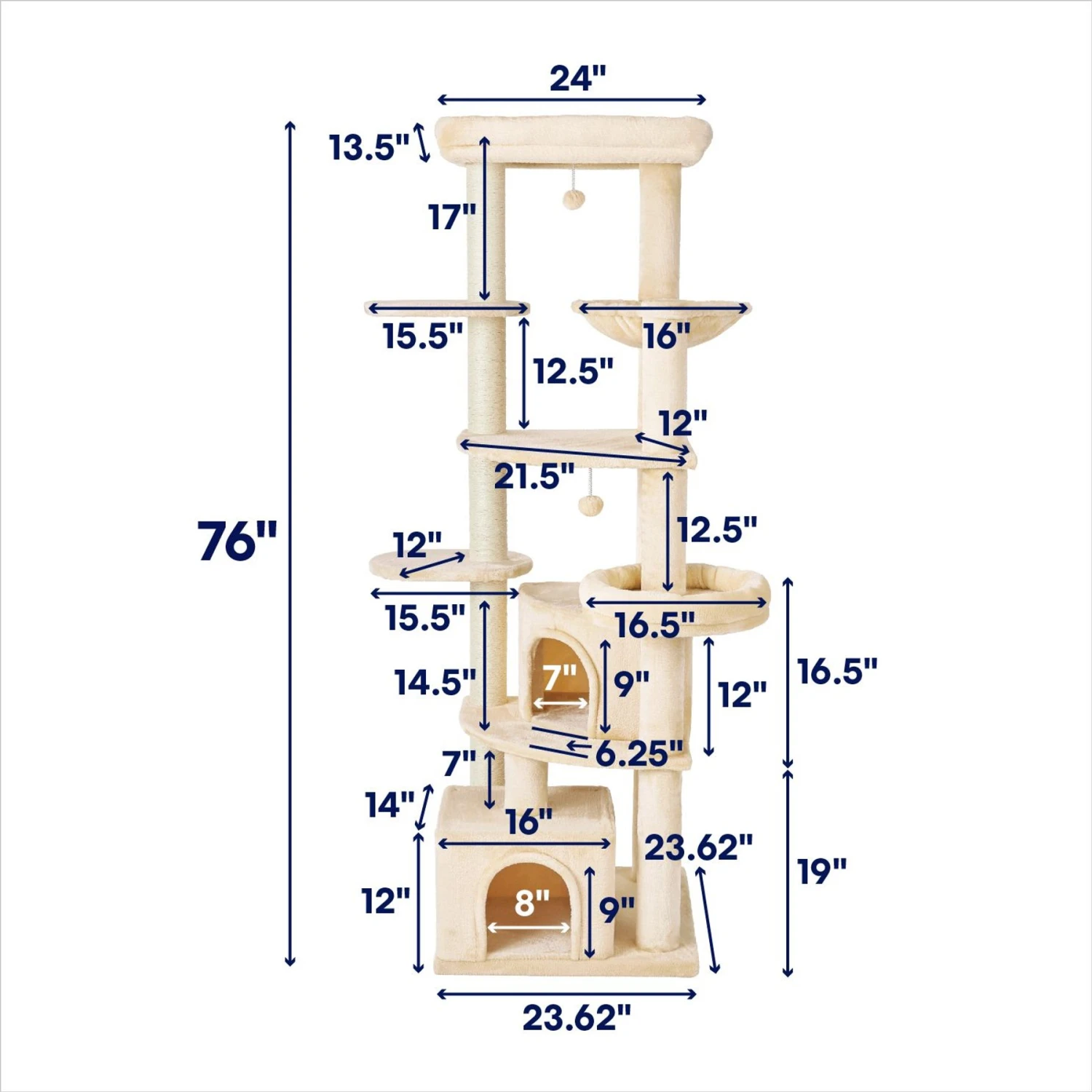 Frisco 76-in XXL Heavy Duty Cat Tree 2 Frisco 76-in XXL Heavy Duty Cat Tree - Image 2