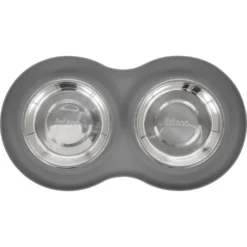 Frisco Double Stainless Steel Pet Bowl With Silicone Mat 11 Frisco Double Stainless Steel Pet Bowl With Silicone Mat -PetPalace Picks 215986 PT3. AC SS1800 V1591020066