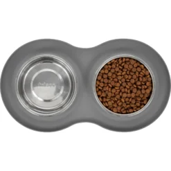 Frisco Double Stainless Steel Pet Bowl With Silicone Mat 12 Frisco Double Stainless Steel Pet Bowl With Silicone Mat -PetPalace Picks 215986 PT4. AC SS1800 V1591020068