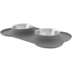 Frisco Silicone Stainless Steel Double Diner Dog & Cat Bowl