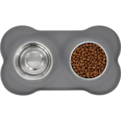 Frisco Silicone Stainless Steel Double Diner Dog & Cat Bowl -PetPalace Picks 215990 PT4. AC SS1800 V1591020097