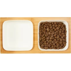 Frisco Square Melamine Dog & Cat Bowl Set With Bamboo Stand -PetPalace Picks 232076 PT3. AC SS1800 V1605145031