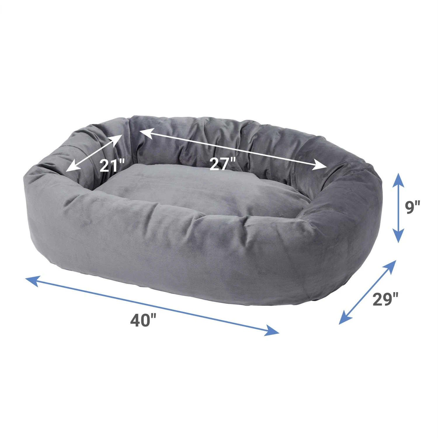 Frisco Velvet Round Bolster Dog Bed W/Removable Cover 2 Frisco Velvet Round Bolster Dog Bed W/Removable Cover - Image 2