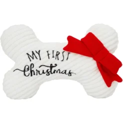 Frisco Holiday My First Christmas Bone Plush Squeaky Dog Toy -PetPalace Picks 233166 PT3. AC SS1800 V1600707130