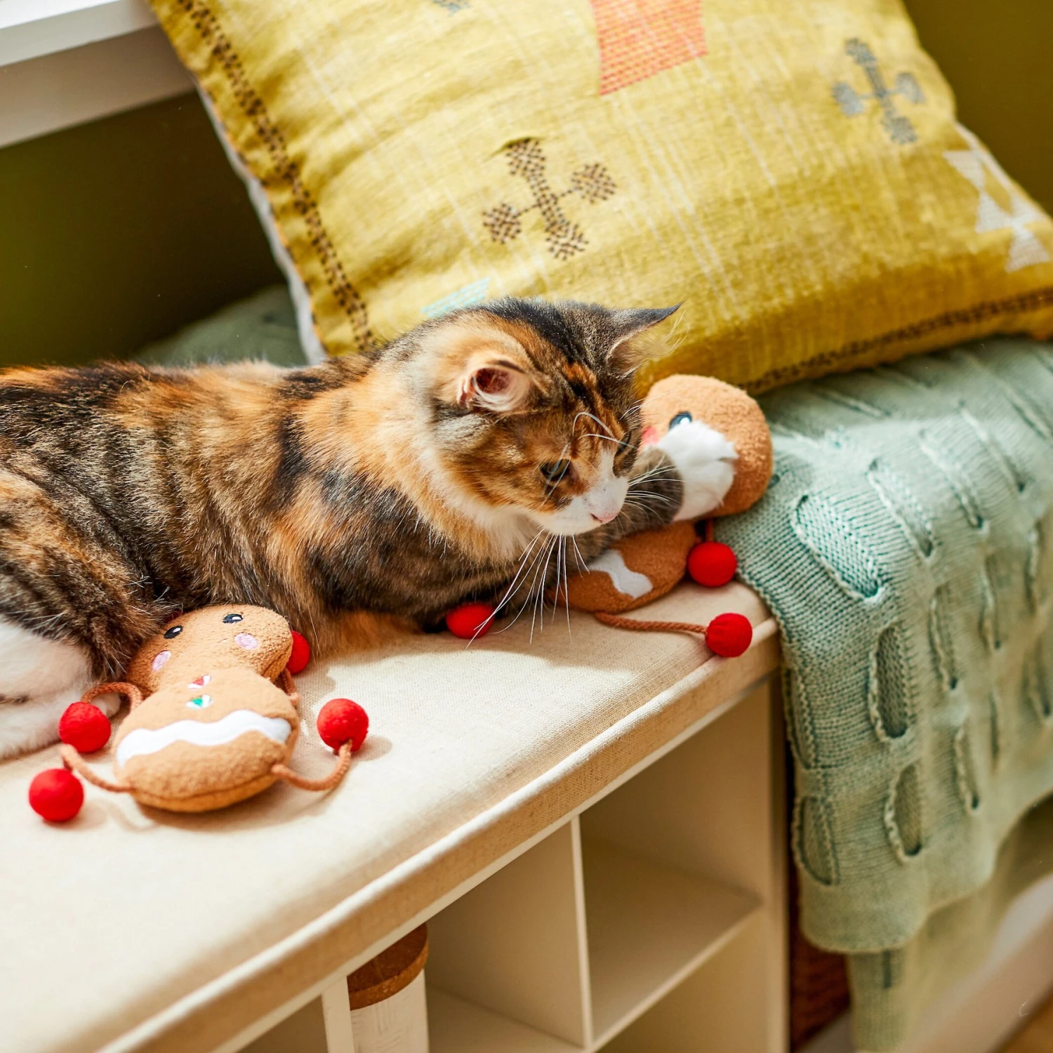 Frisco Holiday Gingerbread Pals Plush Kicker Cat Toy With Catnip, 2 Count 3 Frisco Holiday Gingerbread Pals Plush Kicker Cat Toy With Catnip, 2 Count - Image 3