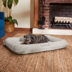 Frisco Orthopedic Personalized Bolster Dog Bed W/Removable Cover, Light Gray