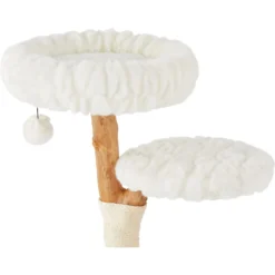 Frisco Natural Wood Modern Cat Tree With Toy, Ivory, Medium -PetPalace Picks 236561 PT3. AC SS1800 V1615987381