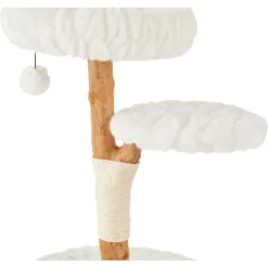 Frisco Natural Wood Modern Cat Tree With Toy, Ivory, Medium -PetPalace Picks 236561 PT4. AC SS1800 V1615987366