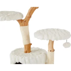 Frisco Natural Wood Modern Cat Tree With Toy, Ivory, Large -PetPalace Picks 236563 PT4. AC SS1800 V1615987629