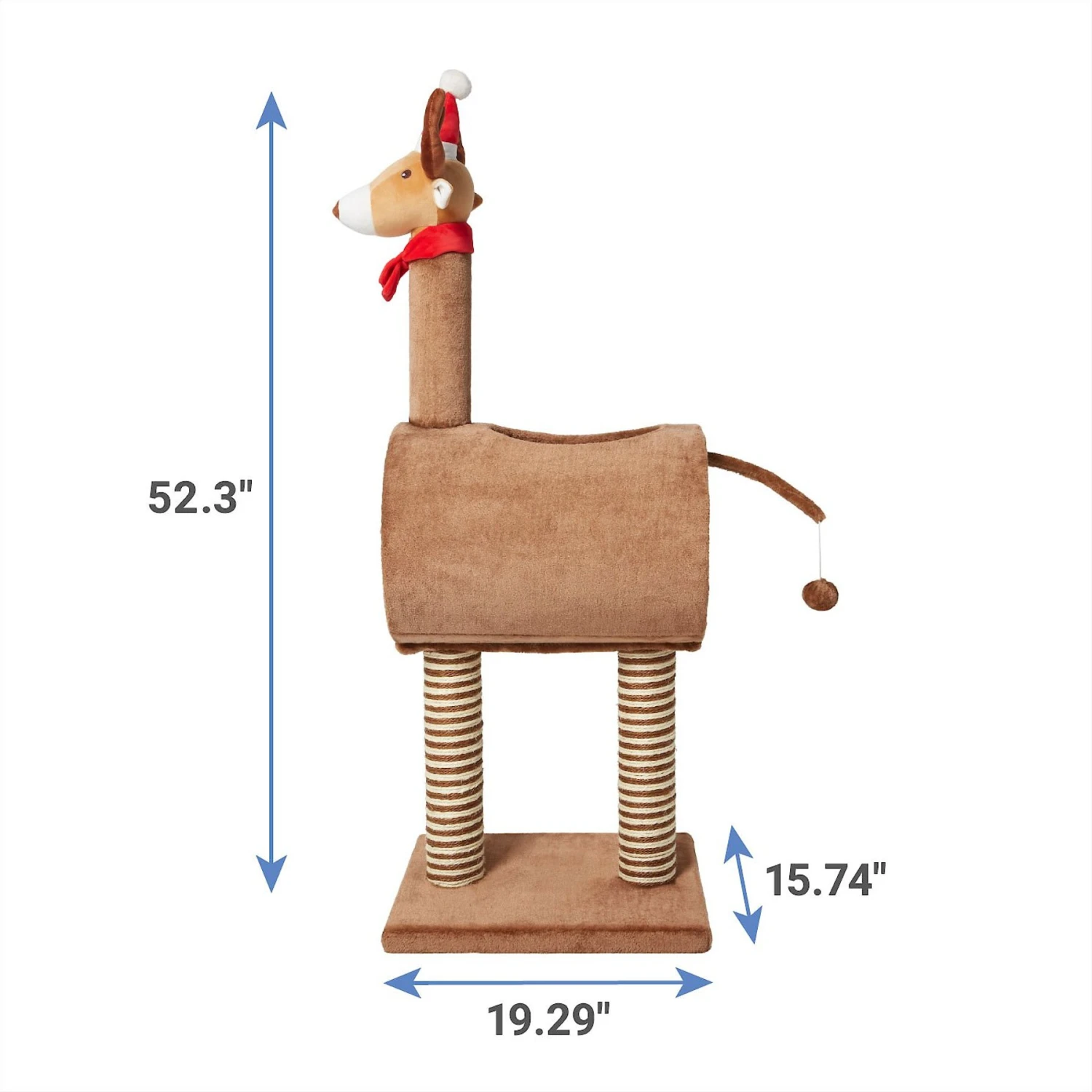 Frisco Holiday 52.3-in Reindeer Cat Scratching Post & Tunnel 2 Frisco Holiday 52.3-in Reindeer Cat Scratching Post & Tunnel - Image 2