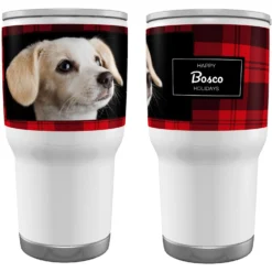 Frisco Double Walled Red Plaid Personalized Tumbler, 30-oz Cup
