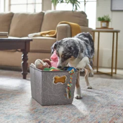 Frisco Rectangle Collapsible Pet Toy Storage Bin, Gray Basket Weave -PetPalace Picks 250576 PT3. AC SS1800 V1615494700