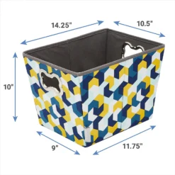 Frisco Rectangle Collapsible Pet Toy Storage Bin, Yellow Geometric -PetPalace Picks 250578 PT2. AC SS1800 V1613774487