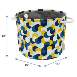 Frisco Round Collapsible Pet Toy Storage Bin, Yellow Geometric -PetPalace Picks 250587 PT2. AC SS1800 V1613774811