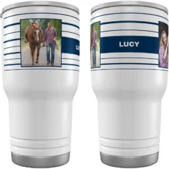 Frisco Double Walled Preppy Stripes Personalized Tumbler, 30-oz Cup