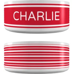Frisco Preppy Stripes Ceramic Personalized Dog & Cat Bowl