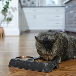 Frisco Copper Stainless Steel Double Dog & Cat Bowls With Black Marble Stand -PetPalace Picks 253058 PT2. AC SS1800 V1616594213
