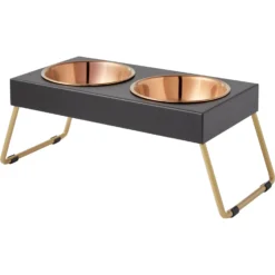 Frisco Copper Stainless Steel Elevated Foldable Double Dog & Cat Bowls -PetPalace Picks 253060 PT6. AC SS1800 V1616595426