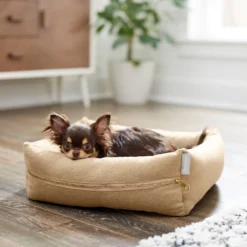 Frisco Faux Felt Reversible Modern Zipper Bolster Cat & Dog Bed