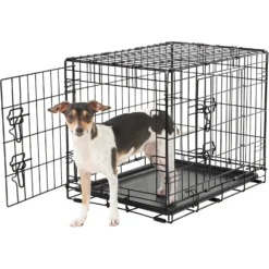 Frisco Fold & Carry Double Door Collapsible Wire Dog Crate & Frisco Gray Basket Weave Dog Crate Mat -PetPalace Picks 255477 PT2. AC SS1800 V1604096794