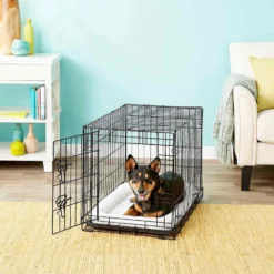 Frisco Fold & Carry Single Door Collapsible Wire Dog Crate & Frisco Quilted Dog Crate Mat -PetPalace Picks 255493 PT2. AC SS1800 V1603545085