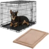 Frisco Heavy Duty Fold & Carry Double Door Collapsible Wire Dog Crate & Frisco Micro Terry Dog Crate Mat