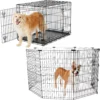 Frisco Heavy Duty Fold & Carry Double Door Collapsible Wire Dog Crate & Frisco Wire Dog & Small Pet Exercise Pen With Step-Through Door
