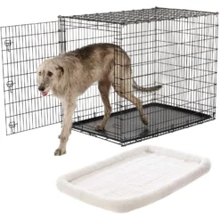 Frisco Heavy Duty Single Door Wire Dog Crate & Frisco Quilted Dog Crate Mat