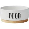 Frisco Ceramic Food Dog & Cat Bowl With Wood Base