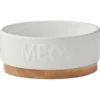 Frisco Round Meow Non-skid Ceramic Cat Bowl With Wood Base