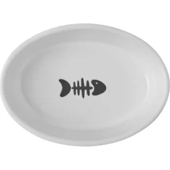 Frisco Oval Meow Non-skid Ceramic Cat Bowl With Wood Base -PetPalace Picks 256080 PT4. AC SS1800 V1615311695