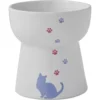 Frisco Cat Print Non-Skid Elevated Ceramic Cat Bowl, Tall