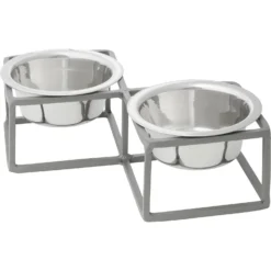 Frisco Elevated Diamond Stainless Steel Double Diner Dog & Cat Bowl -PetPalace Picks 257147 PT2. AC SS1800 V1612365678