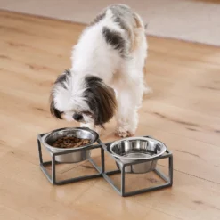 Frisco Elevated Diamond Stainless Steel Double Diner Dog & Cat Bowl -PetPalace Picks 257147 PT8. AC SS1800 V1615840442