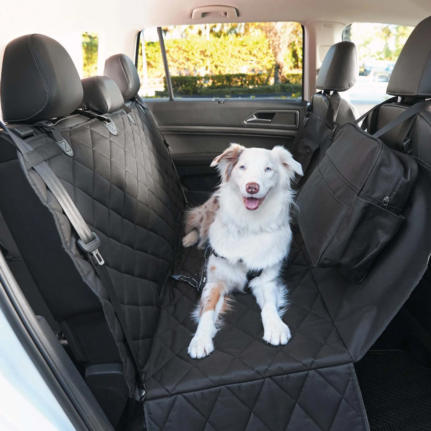 Frisco Premium Quilted Water Resistant Hammock Car Seat Cover With Seatbelt Tether & Travel Bag 1 Frisco Premium Quilted Water Resistant Hammock Car Seat Cover With Seatbelt Tether & Travel Bag