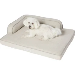 Frisco Faux Linen Corner Personalized Bolster Dog Bed W/Removable Cover -PetPalace Picks 262158 PT2. AC SS1800 V1615568495