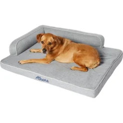 Frisco Faux Linen Corner Personalized Bolster Dog Bed W/Removable Cover, Harbour Blue, XL -PetPalace Picks 262161 PT2. AC SS1800 V1615568485