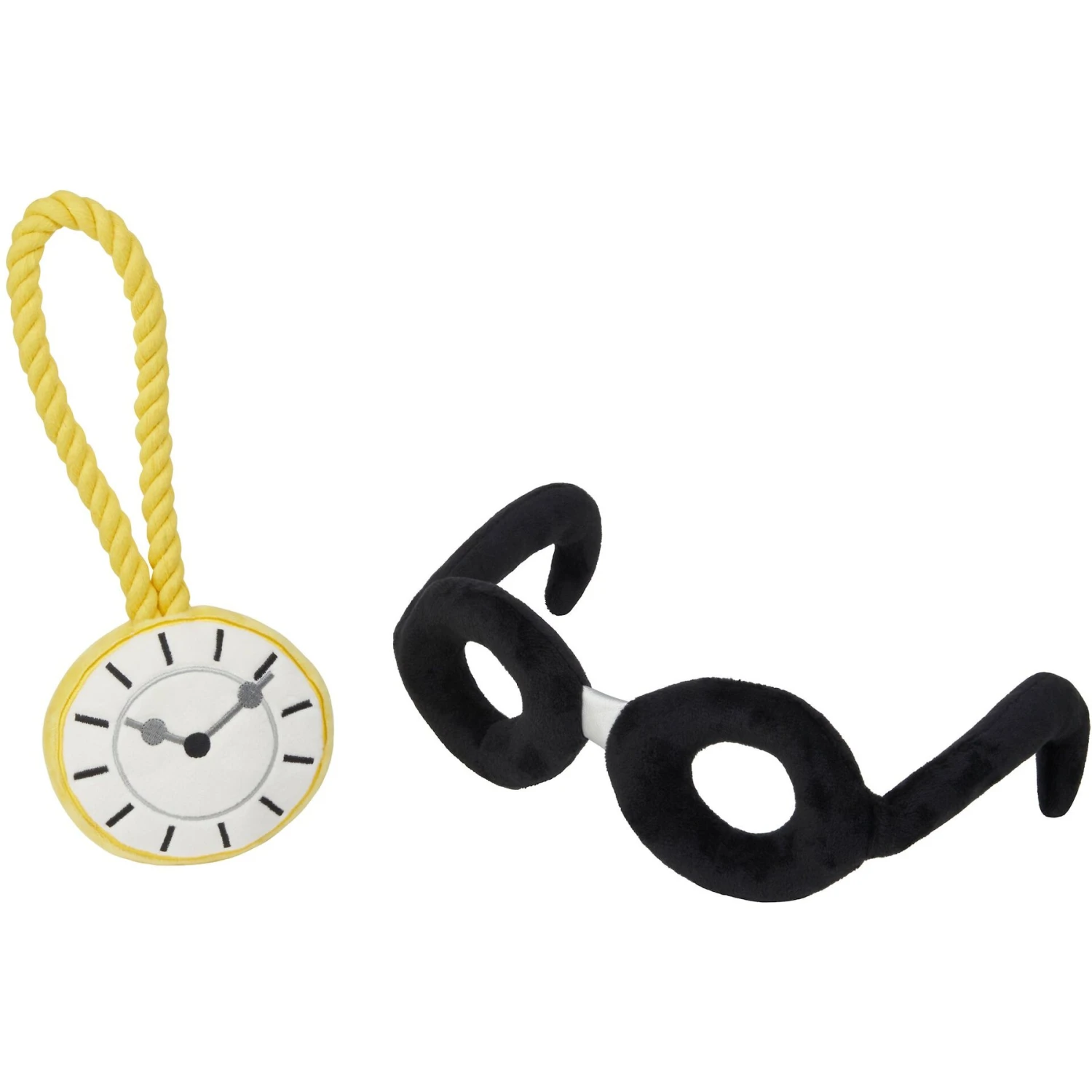 Frisco Magic Pocket Watch & Glasses Plush Squeaky Dog Toy, 2 Count 1 Frisco Magic Pocket Watch & Glasses Plush Squeaky Dog Toy, 2 Count